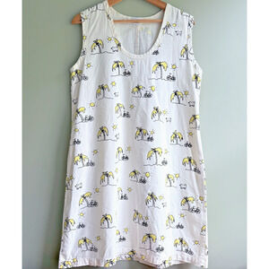 VTG Good Dog Mud Pig Hemp Cotton Dress Novelty Print Bike Tropical MEDIUM Beachy